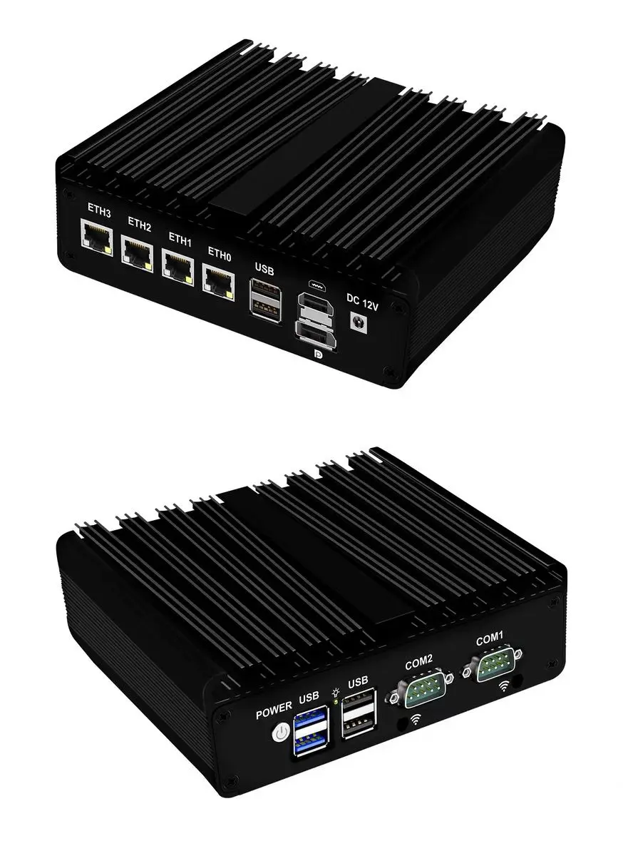 Intel N150 N100 Mini PC industriale RS232 COM 4Lan Firewall senza ventola Pfsense PC 8 GB RAM 128 GB SSD Mini computer domestico Box 4G SIM