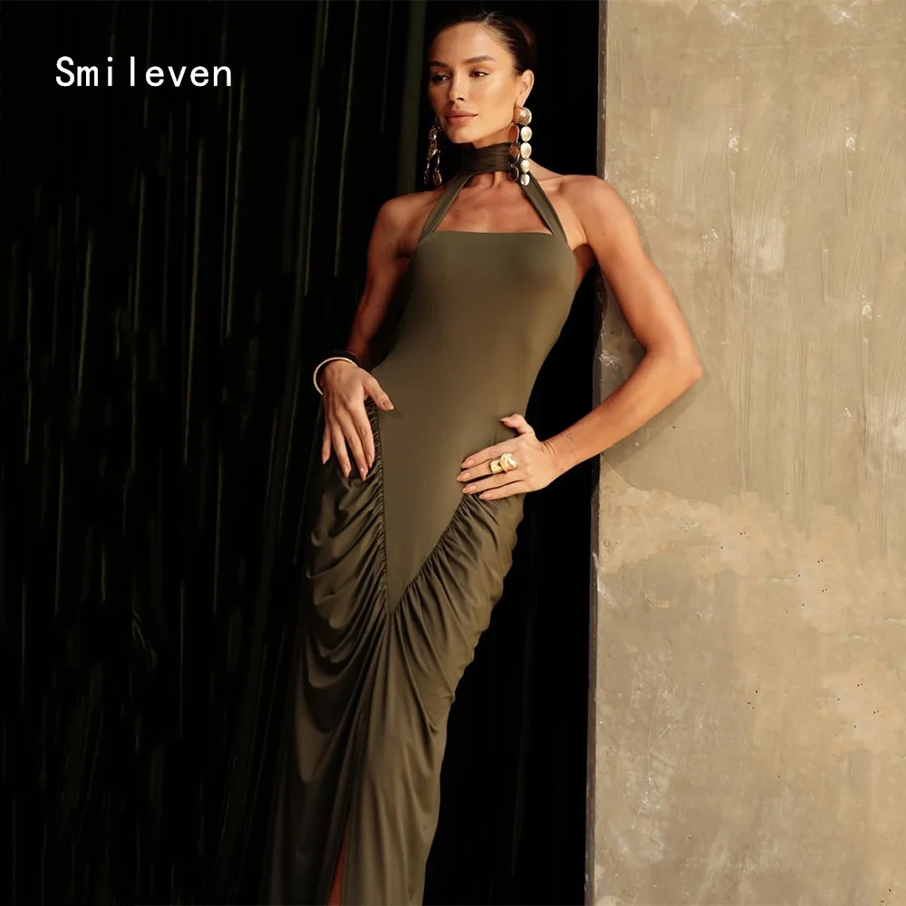 

Smileven Elegant Self Cultivation Mermaid Prom Dress Sexy Halter Party Gowns Side Silt Formal Occassion Dress Customized 2026