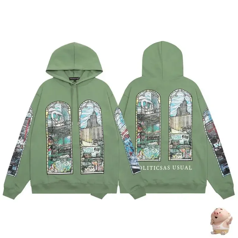 

High Street WHO DECIDES WAR Garden Glass Hooded Hoodie Men Women High Quality Vintage Oversize Pullover