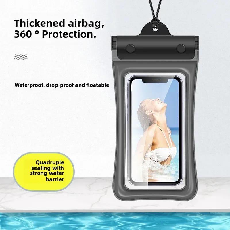 IPX8 Three Fold Thickening Airbag Waterproof Phone Bag Pouch Case for Apple IPhone Xiaomi Samsung Swimming Touchable Lanyard