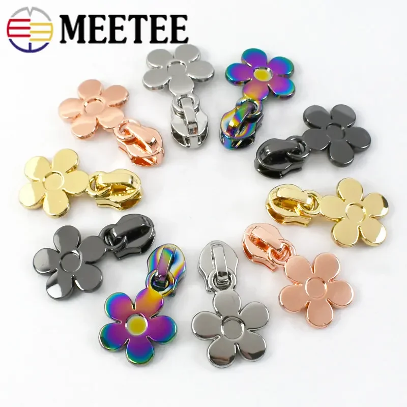 Meetee 5/10/20Pcs 5# Mental Zipper Slider Puller for Nylon Zips Tape Bag Clothes Suitcase Repair Kit DIY Sewing Accessories