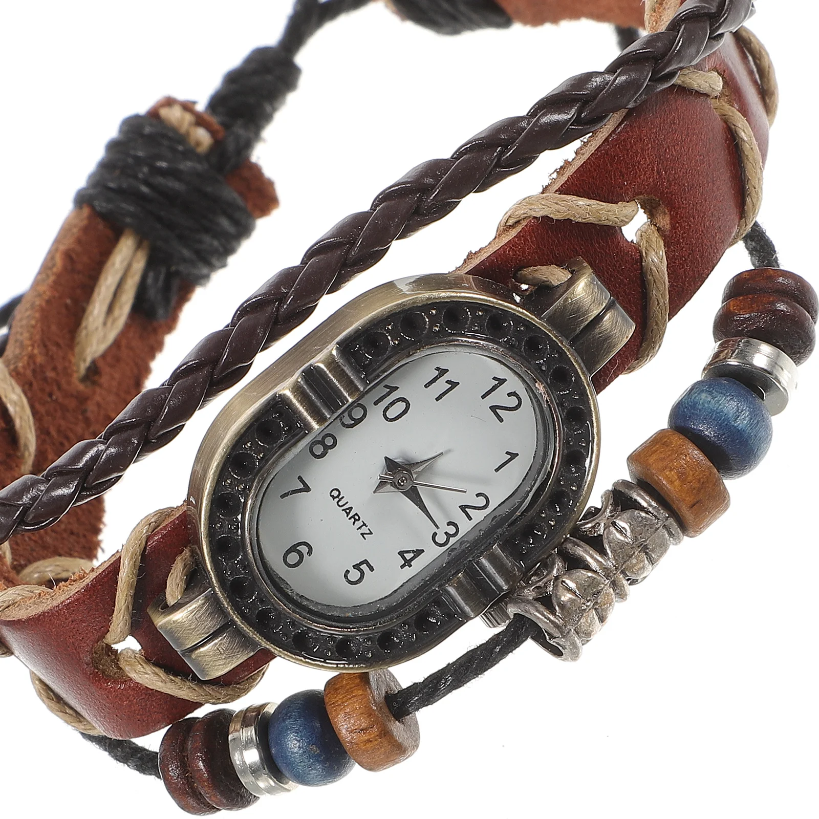 Women's Wrist Watches Beaded Bracelet Bracelets Retro Quartz Chic for Man Woman Wristwatch