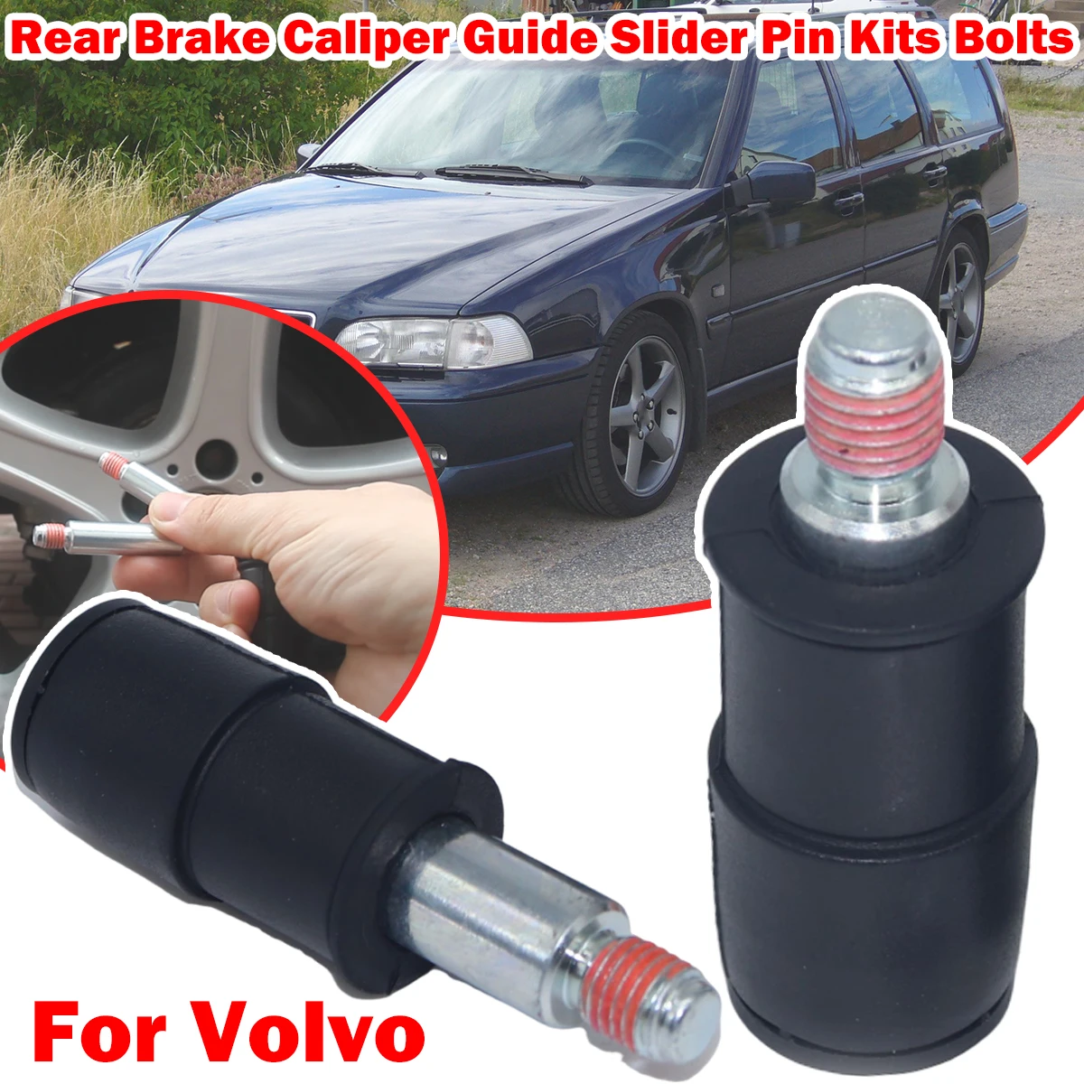 

Rear Brake Caliper Slider Guide Pins Bolt Kit For Volvo V70 S40 V40 XC90 Left Right Disc Housing Bellows Sleeve Bushing CKT1005