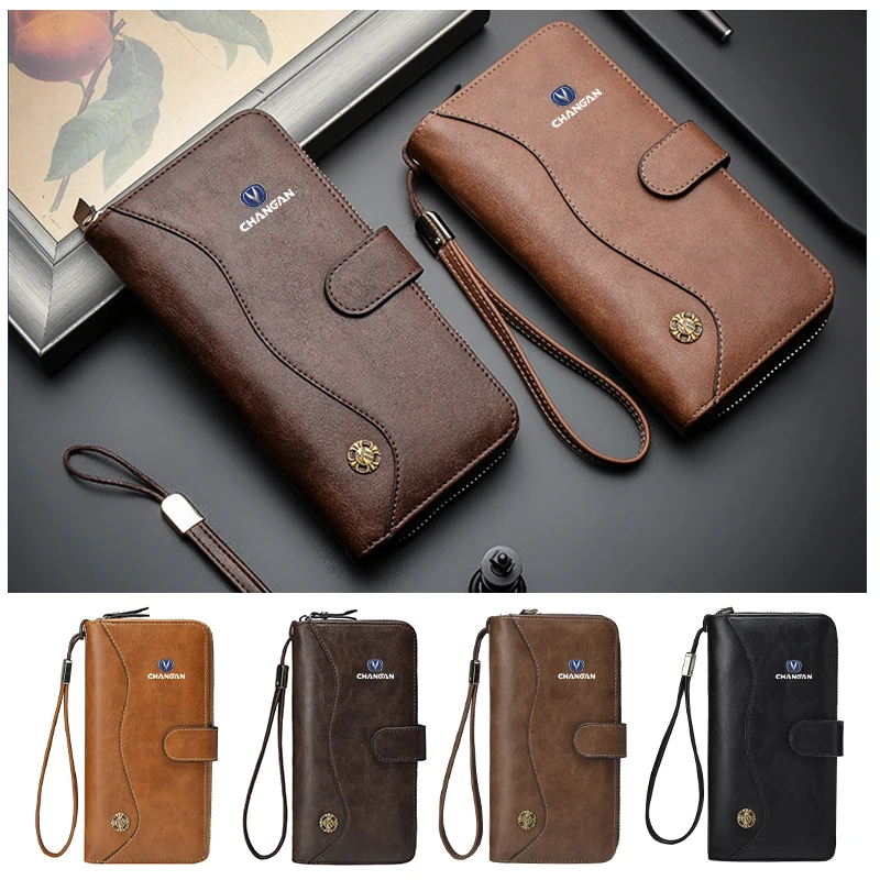 

Car Logo Men Classic Wallet Vintage Credit Card Holder Coin Purse Clutch Bag For Changan CS75 CS35 CS15 CS95 RAETON CX70 CS55 EA