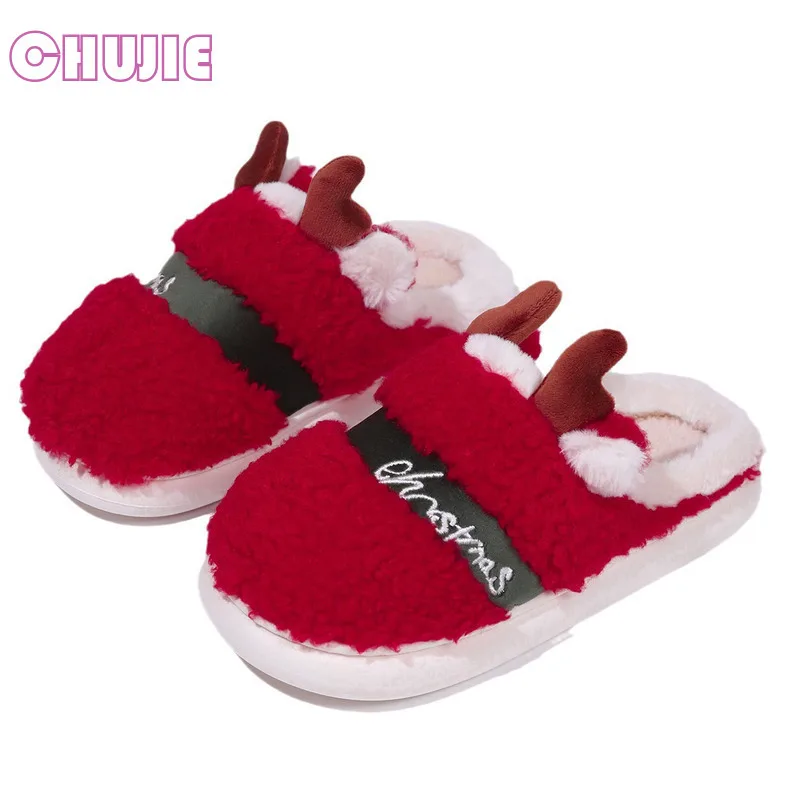 

CHUJIE Fashion Quality Christmas Cotton Slippers Winter Cute Plush Home Warmth Couple Boys And Girls Same Cotton Slippers