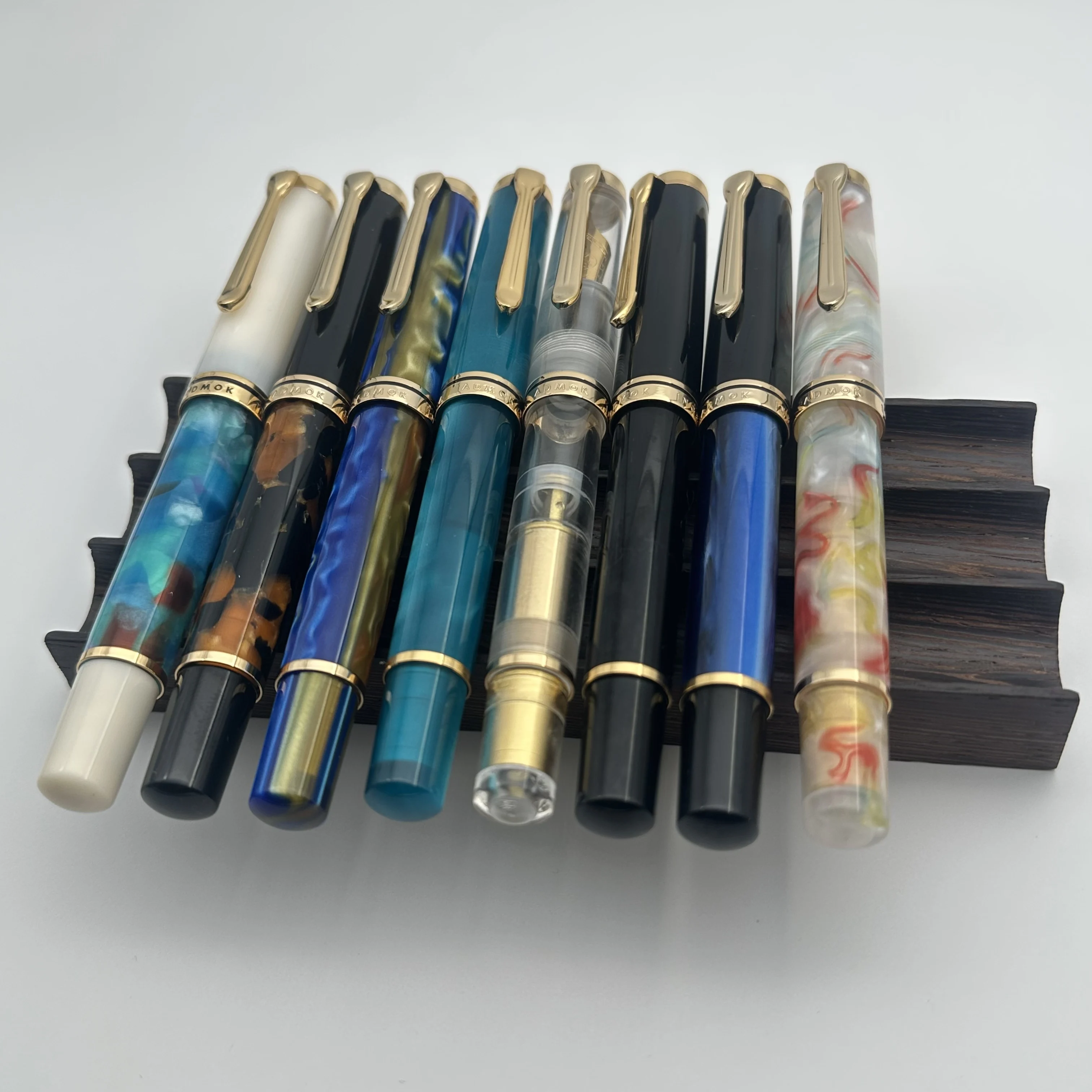 Admok M800 Pen Black Amber Acrylic Piston Fountain Pen Bock Nib F M B 0.5 0.7 1.0MM Nib Golden Clip Writing Office Gift Pen