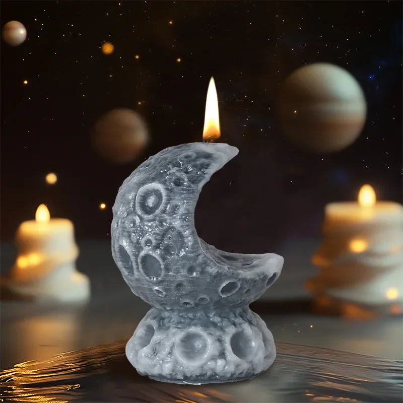 Molde de silicona para vela de planeta Lunar, Molde de resina de meteorito de tierra, yeso Lunar de Marte, moldes de Chocolate para pastel de Luna Molud DIY