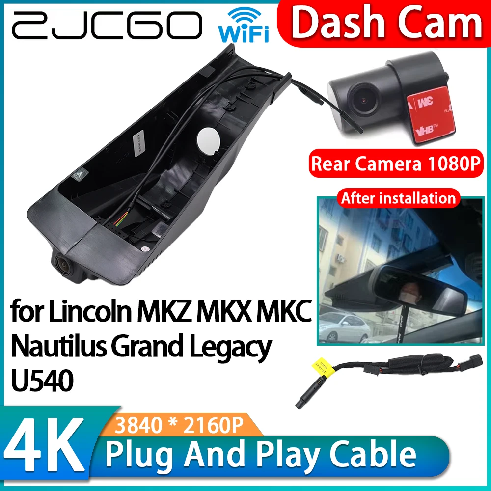 ZJCGO para Lincoln MKZ MKX MKC Nautilus Grand Legacy U540, Grabadora de Video DVR Wifi 4K, Cámara para Tablero, Cámara Delantera y Trasera