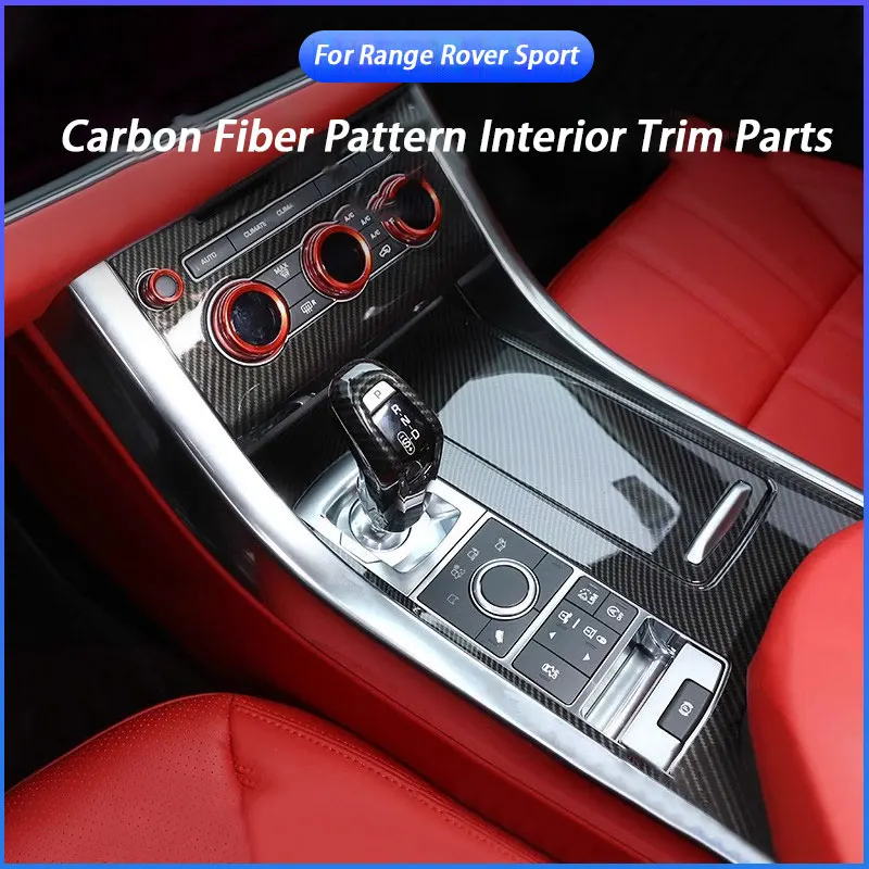 Carbon Fiber Pattern Central Control Gear Shift Panel Door Handle Frame for Land Rover Range Rover Sport 2014 2015 2016-2022 Car
