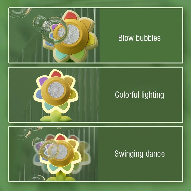 2024 Dacing máquina de burbujas de girasol columpio eléctrico automático fabricante de burbujas Pomperos soplador de jabón fiesta juguetes al aire libre para niños Gif