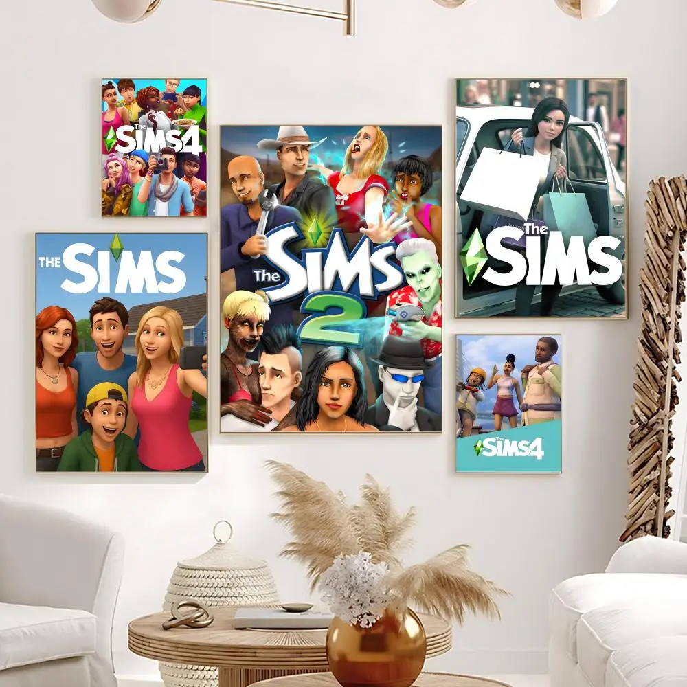 Póster de Game T-The Sims, arte de pared sin marco, autoadhesivo, resistente al agua, para el hogar, oficina, dormitorio, regalo ideal