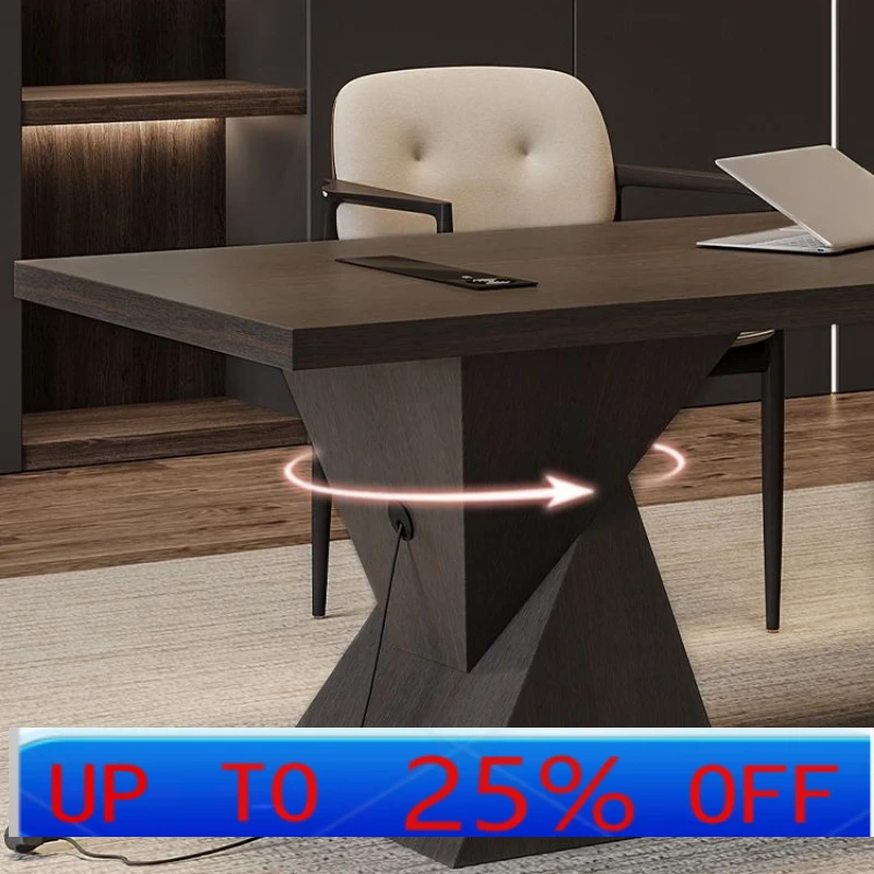 

LH desk household with socket light luxury modern solid wood computer desk high sense