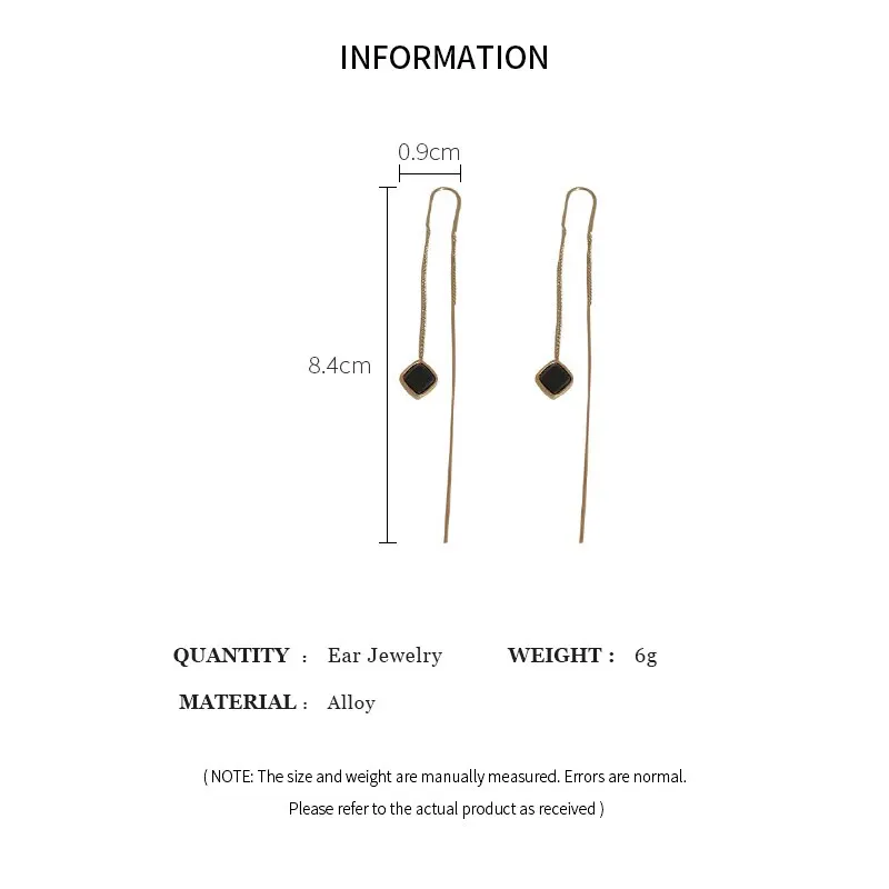 Simple Geometric Square Drop Earring For Women Korean Fashion Gold-color Line Long Tassel Dangle Earrings Party Jewelry Gift image 5