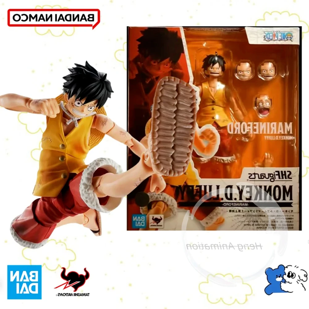 Genuine Bandai S.H.Figuarts SHF ONE PIECE MONKEY.D.LUFFY MARINEFORD Anime Action Figure Finished Model   Collectible in Shock