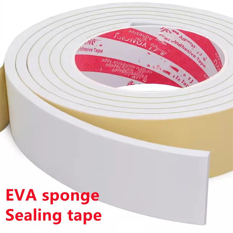 White Rubber Sponge Door Window Seal Strip Waterproof Soundproof Self Adhesive Anti-collision Pad EVA Foam Single Sided  Tape