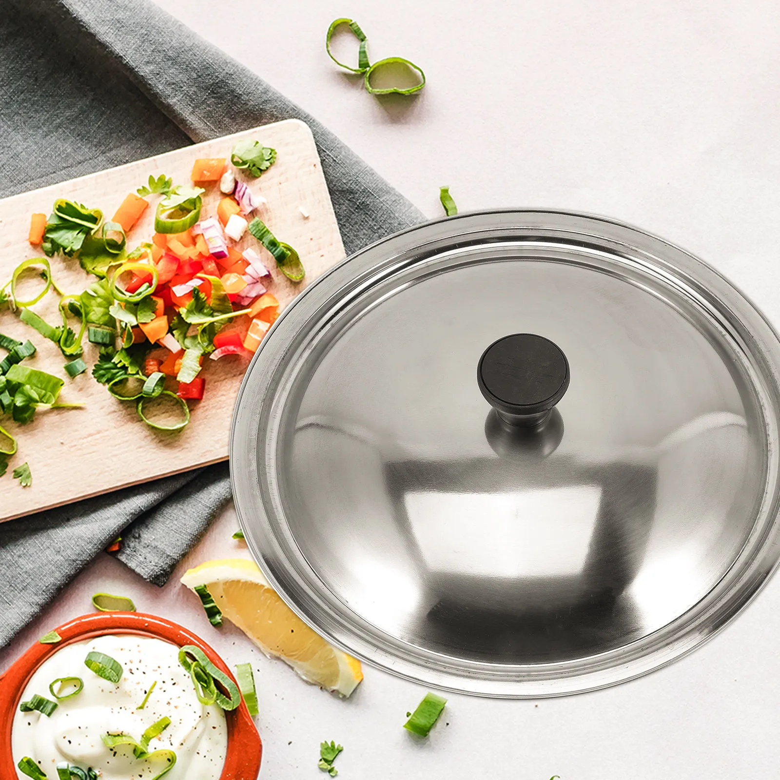 2Pcs Stainless Steel Rainproof Pot Cover Vintage Iron Pan Lid Stove Cover Household Cookware Kitchen Cooking Helper