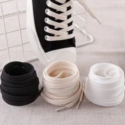 1Pair Flat Shoelaces Canvas Sneakers Shoeslace Cotton Rope Shoelace White Black Beige Solid Laces for Shoes 100/120/140/160cm