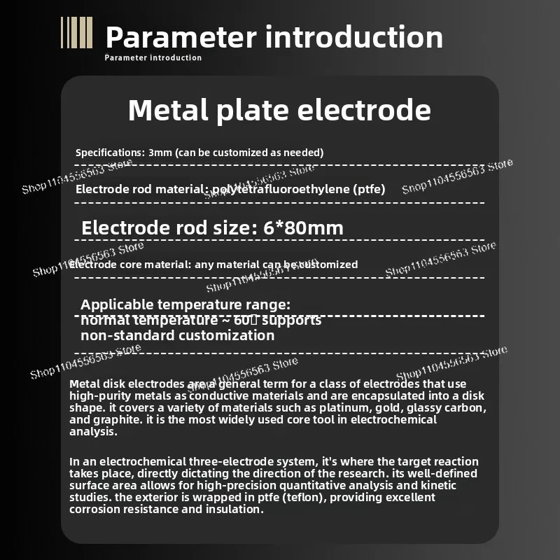 3mm Electrochemical Disk Electrode Multi Material GC Au Pt Ag Pd Ir Ti Cu Ni Zn W Fe In Carbon Steel
