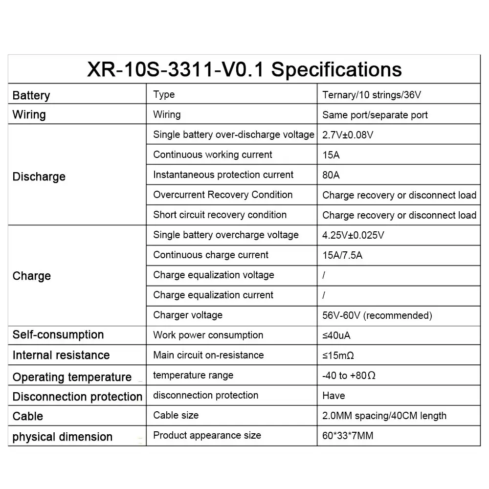 BMS 10S 36V 15A Common/SPLIT Port Li-Ion Lipolymer 18650 Lithium-Batterie-Schutzplatine Kurzschlussschutz – Detail 10