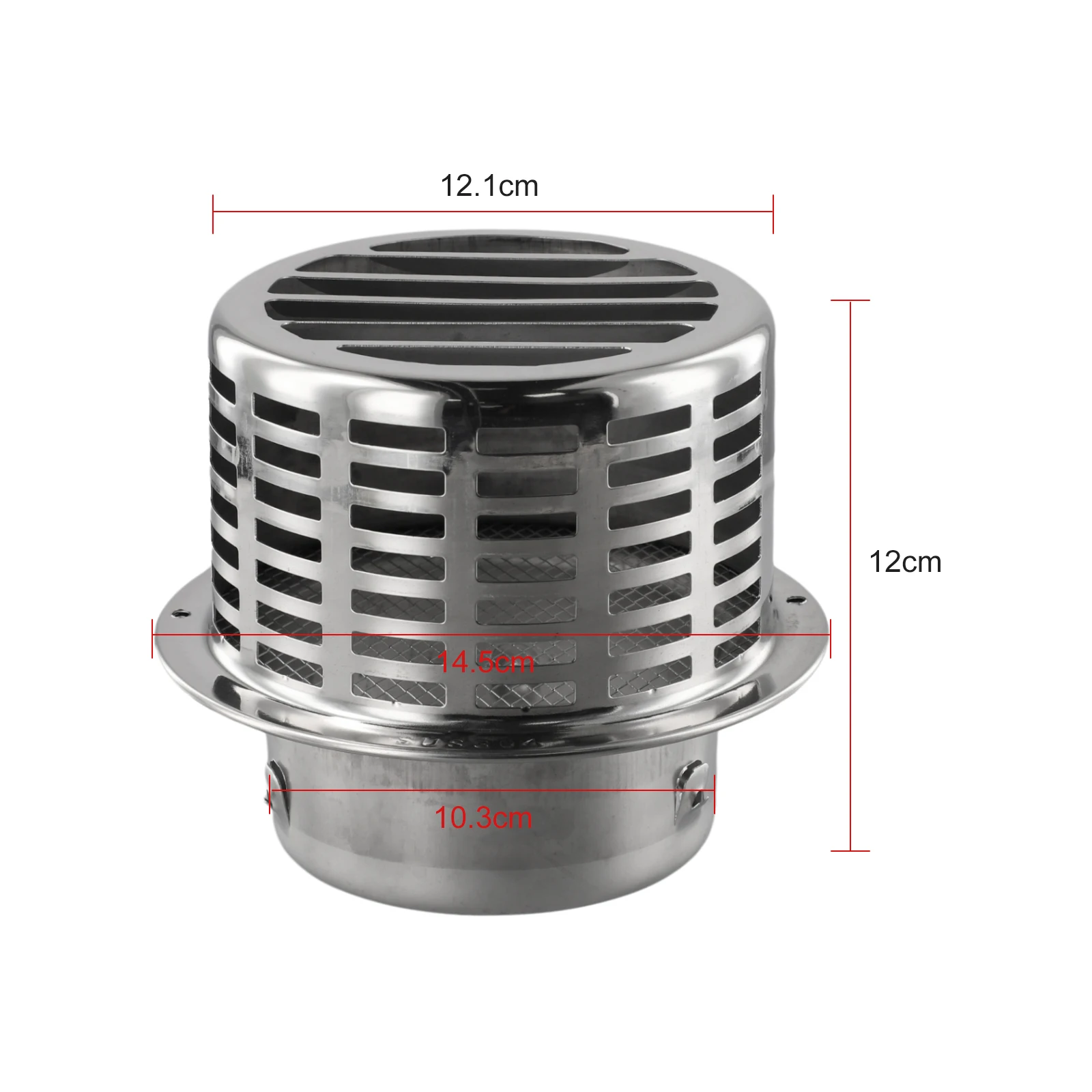 Exterior Wall Chimney Cap for Water Heater Exhaust Vent Made of Stainless Steel with Spring Barb Fixing and Guard Screen