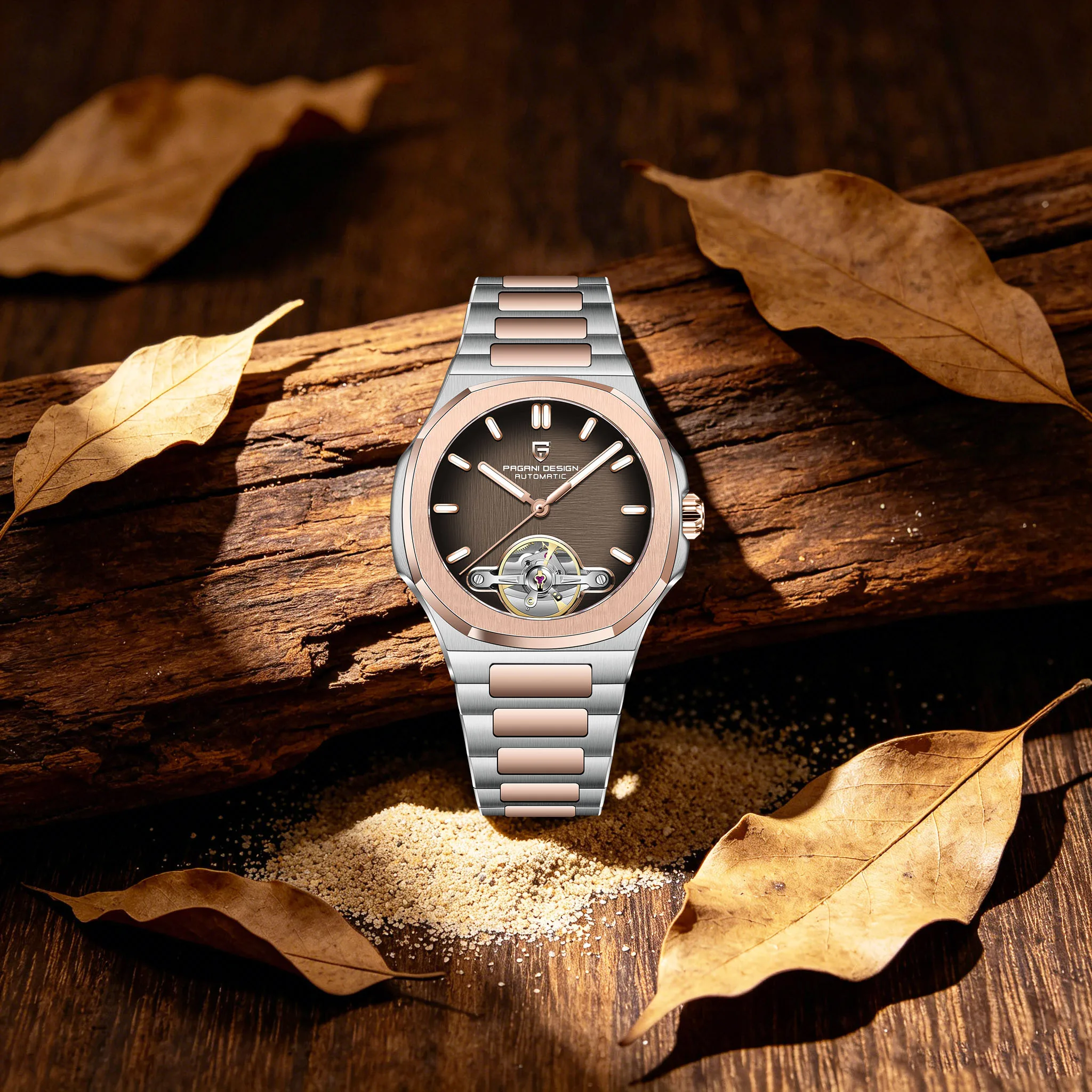 PAGANI DESIGN Mature Manly Charm Mens Mechanical Watches Luminous Dive Tourbillon Watch Stainless Sapphire Premium Business Look