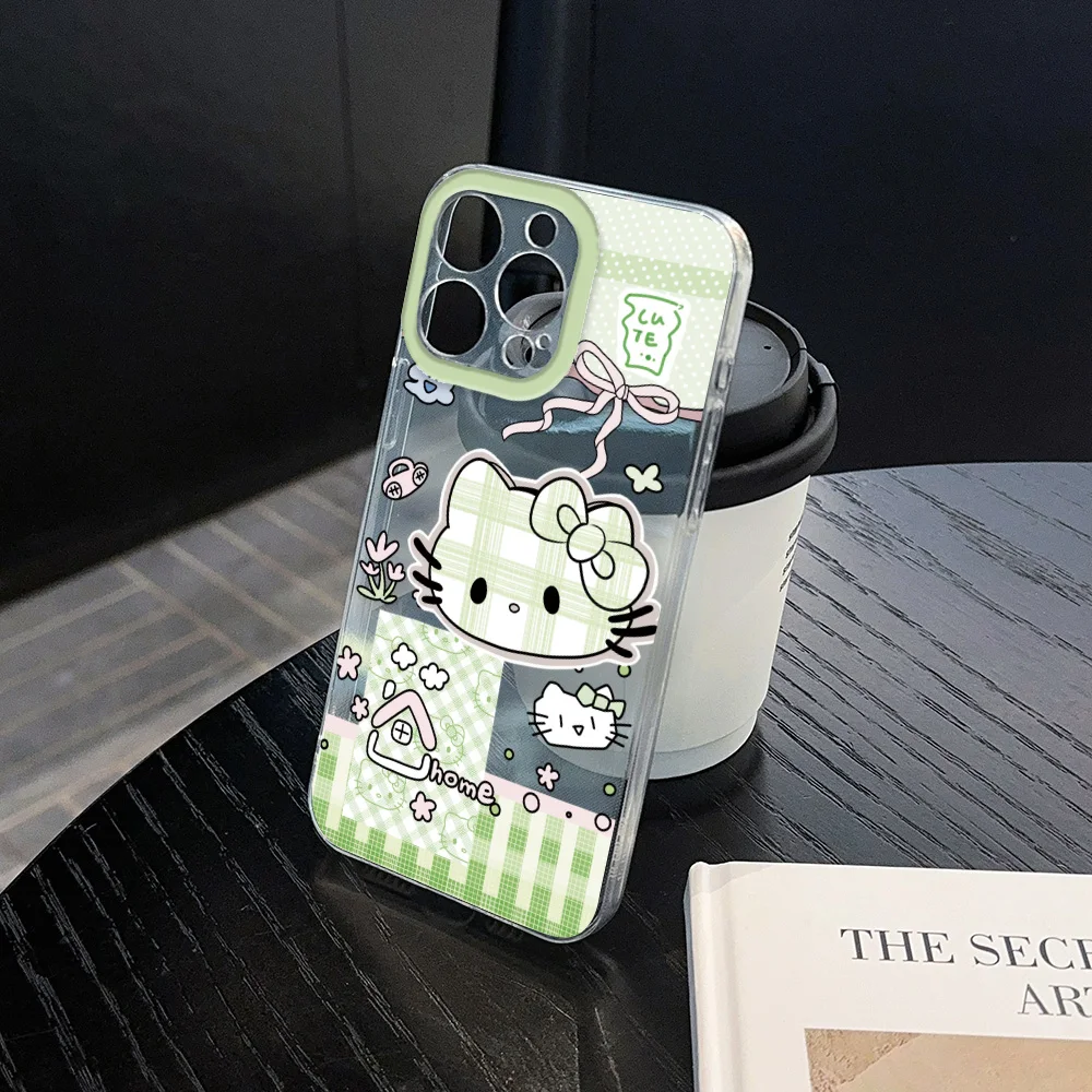 Schattige Groene Rooster Hello Kitty Clear Space Telefoon Case Voor Oppo A60 A72 A76 A78 A92 A 92S A74 A97 A98 Pro 5G Transparante Cover