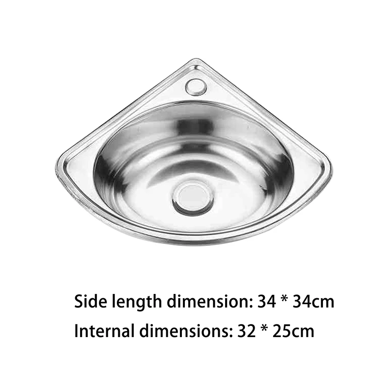 {CCA10} Triangle Kitchen Sink Stainless Steel Bathroom Basins Camper Vegetable Corner Motorhome Bar Steel Small Single Bowl Drop view 6