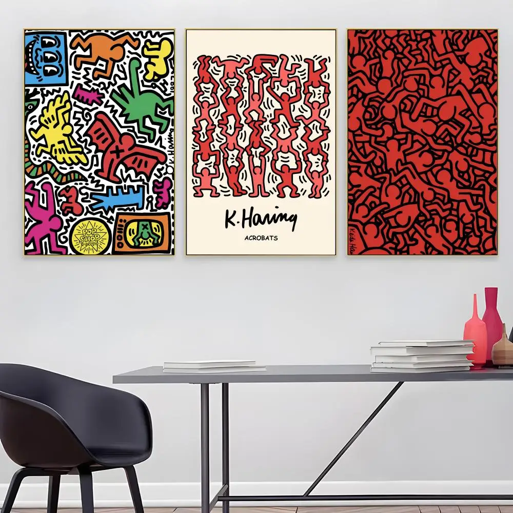 Tableaux d'art Haring, impressions sur papier pour calligraphie, décoration artistique pour la maison, salon, chambre, entrée, bar, café