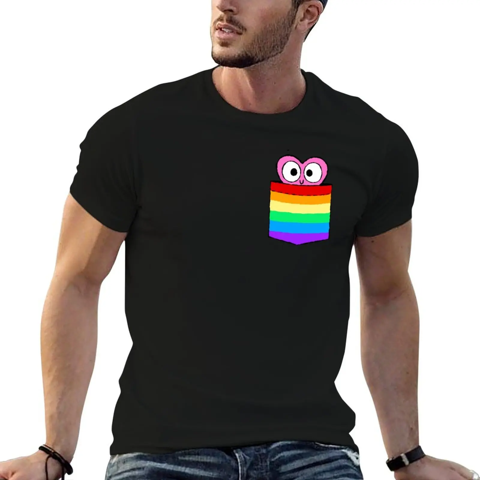 

t - Flag men man Heartbeat shirt T-Shirt Pocket LGBT cotton In tshirt a 100%