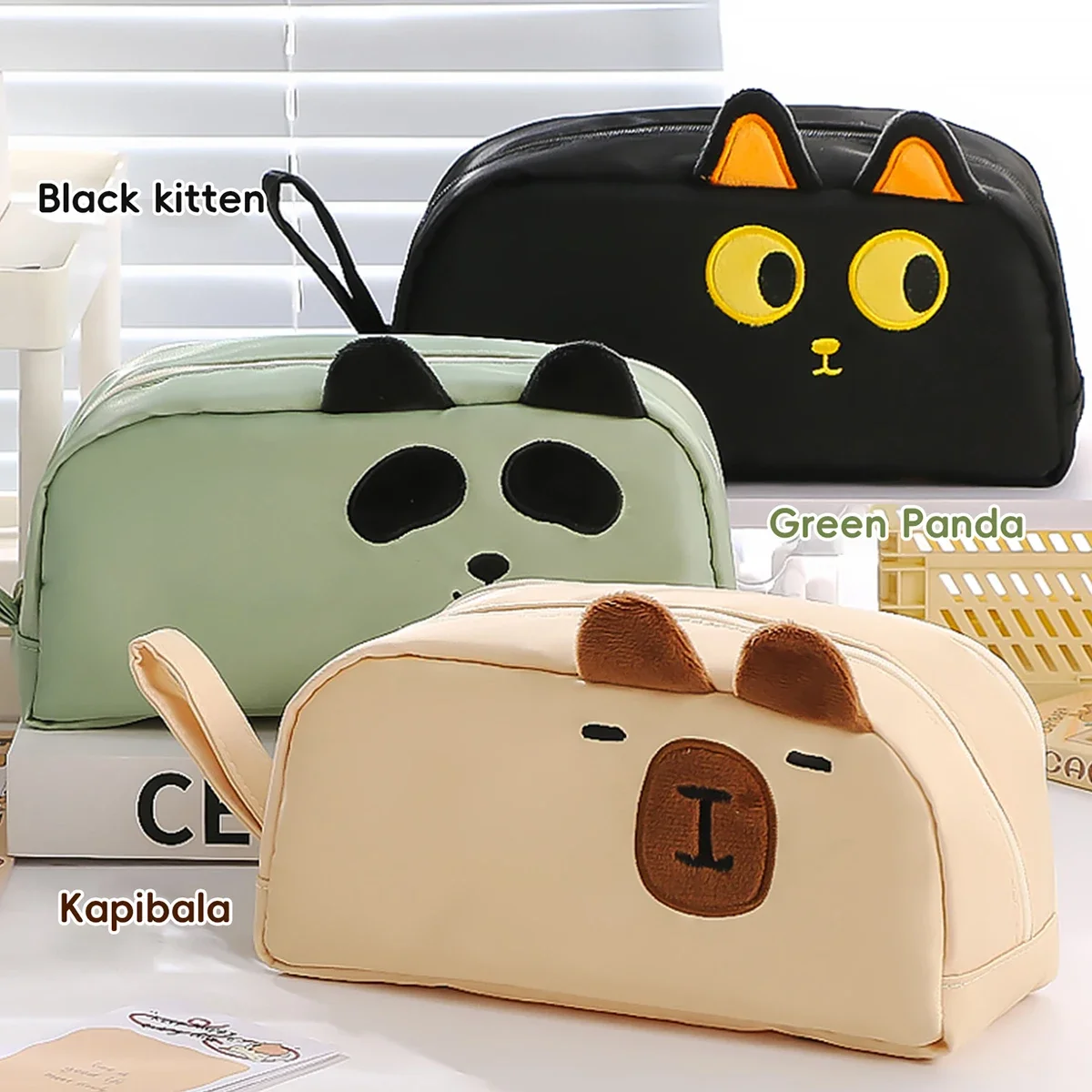 

Kawaii Capybara Large Capacity Pencil Case for Students Cute Cartoon Design School Supplies Organizer Stationery Supplies