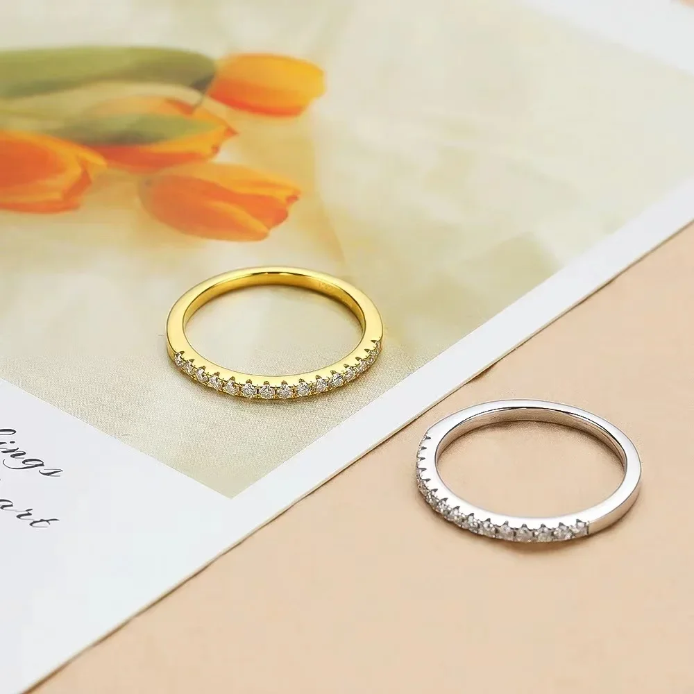 100% Real Moissanite Row Rings Bands For Women 925 Sterling Silver Sparkling Wedding Engagement Fine Jewelry Valentine Gifts