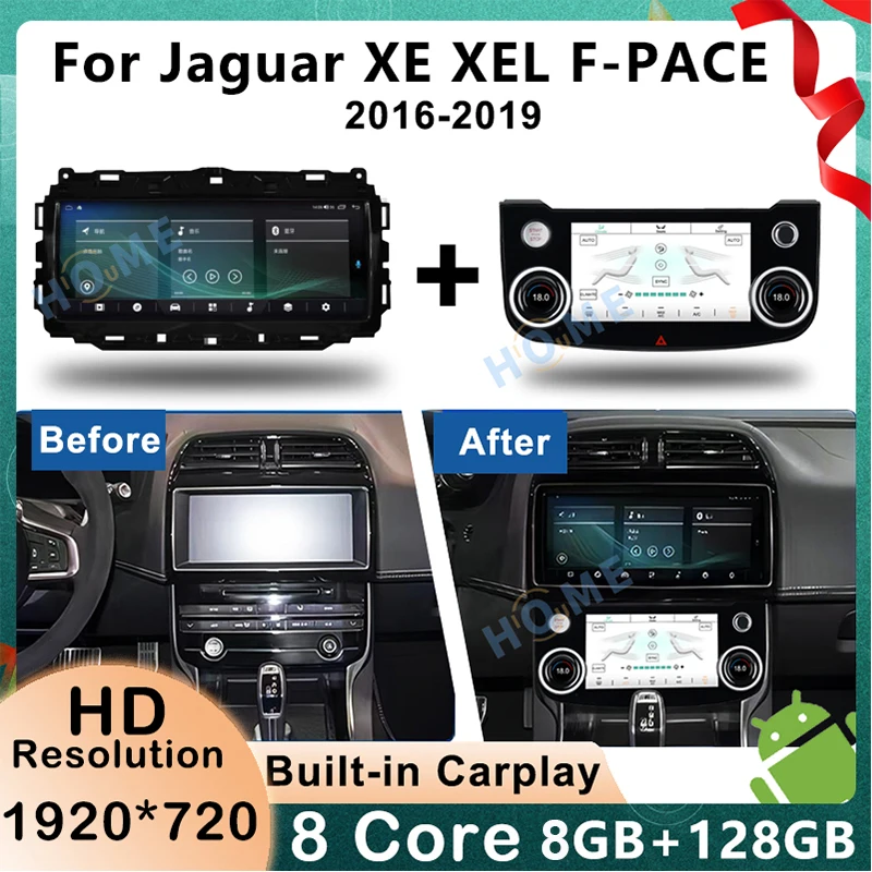 

Android 11 8+128G Car Radio Multimedia GPS Navigation Head Unit Stereo Receiver Screen Display For Jaguar XE XEL 2016-2020