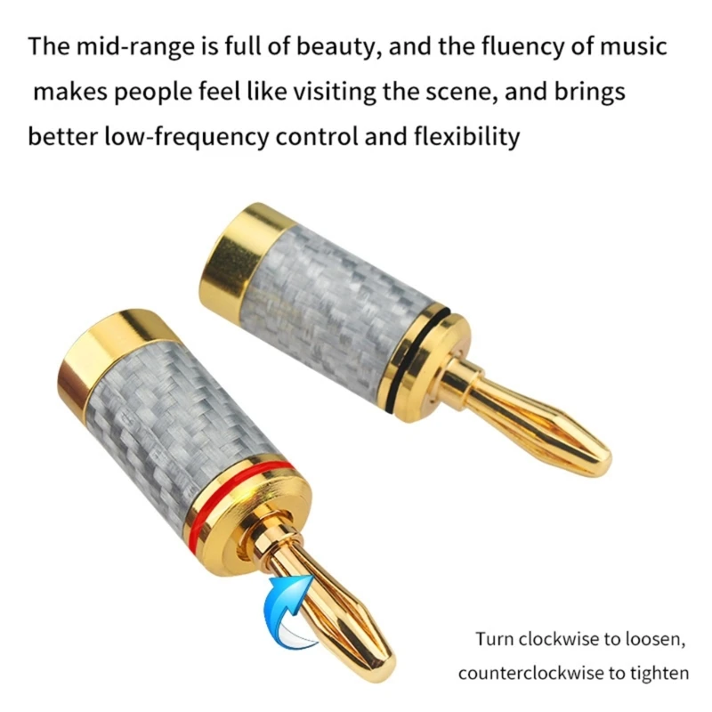 Auditory Banana Plugs Durability Carbon Fiber Auditory Connectors With Double Screw Tightening For Stable Performances 896C