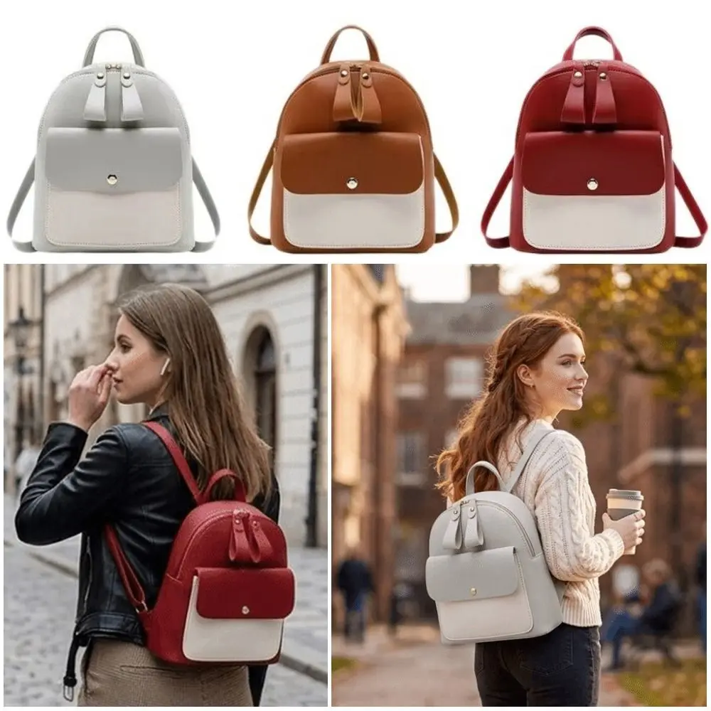 

New Mini Small Backpack Zipper Closure Adjustable Shoulder Bag PU Leather School Bag Gifts