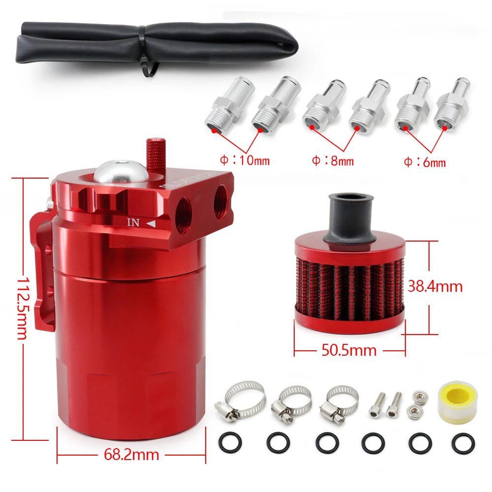 Universal verblüffter Aluminium-Ölfang behälter Kraftstoff auffang behälter mit Luftfilter rot schwarz blau silber lila Ölfangdose Kit – Detail 14