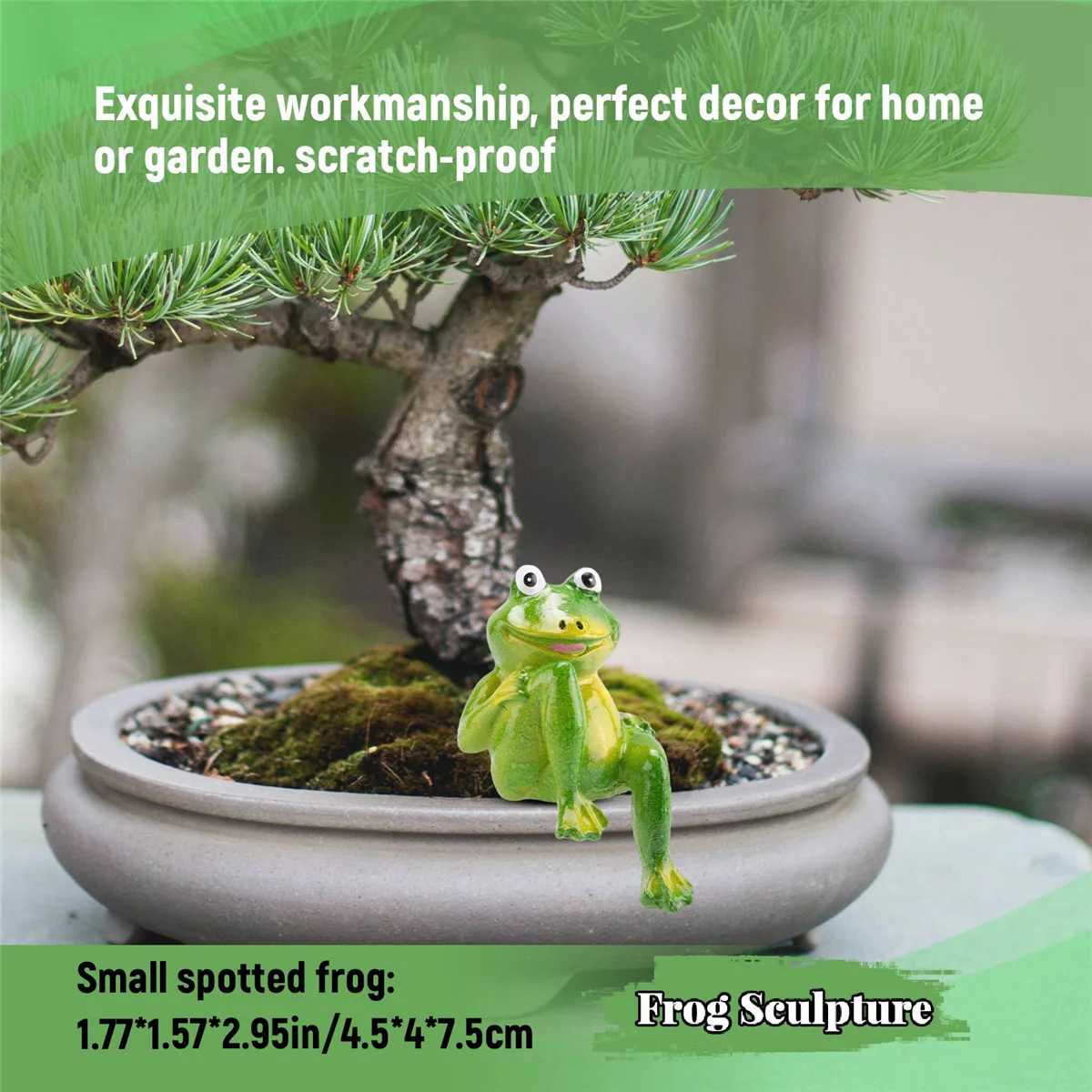 2Pcs/Set Cute Resin Sitting Frogs Statue Outdoor Garden Store Decorative Frog Sculpture for Home Desk Garden Decor Ornament S2