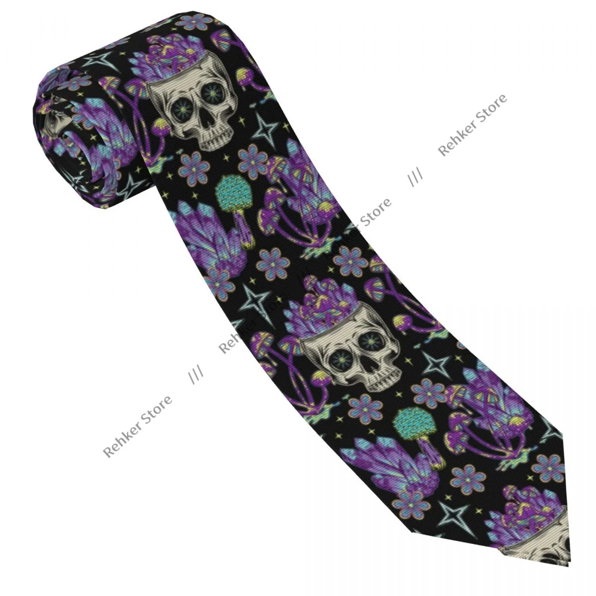 Colorful Skull Crystals Mushrooms Tie Necktie Tie Clothing Accessories