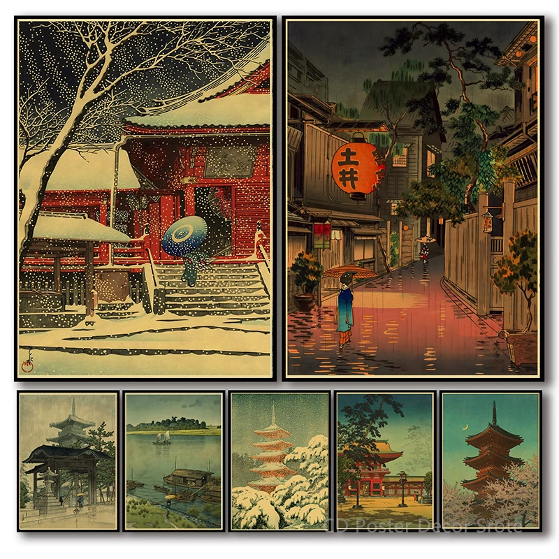 Pósteres de paisajes Vintage japoneses, impresiones Retro de paisaje tradicional, pinturas artísticas de pared para habitación, hogar, Bar, restaurante, imagen decorativa