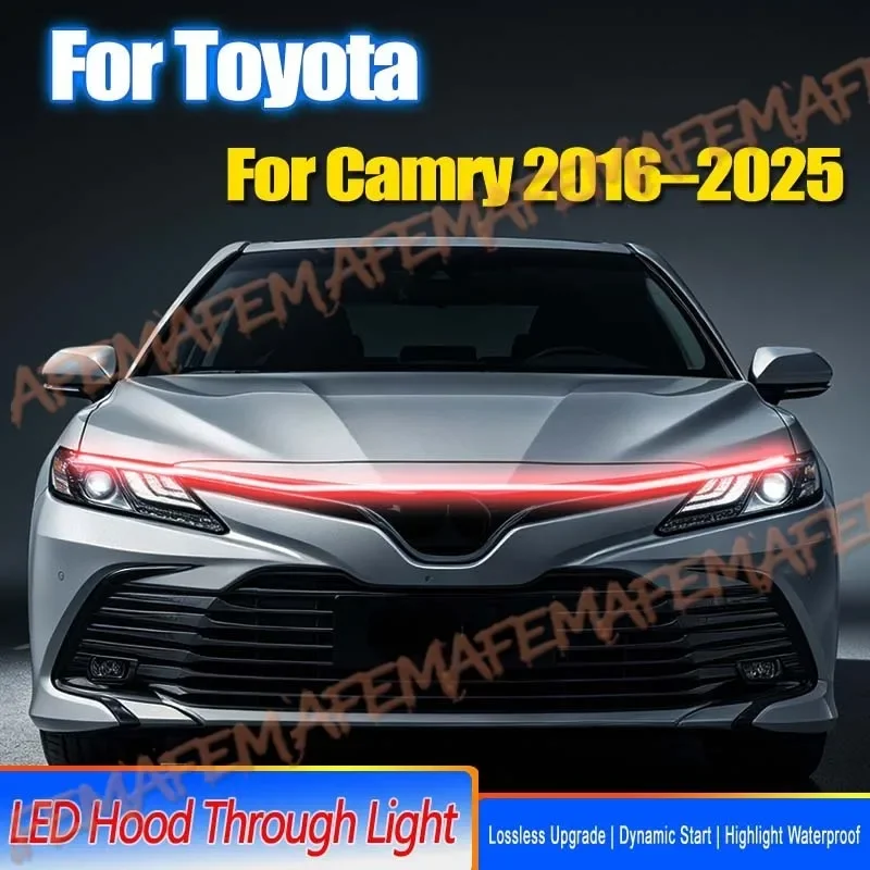 Car Hood Light Strip For Toyota Camry 2016-2025 Auto 12V LED DRL Daytime Running light Flexible Decorative Ambient Lamp
