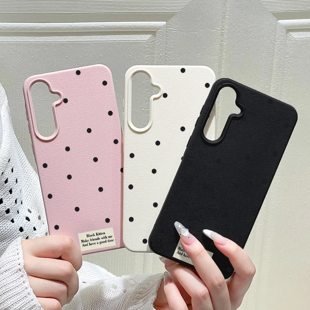 Niedliche Weiße Polka-Dot-Handyhülle für Samsung Galaxy S25 Ultra S24 FE S23 A56 5G A16 A17 A55 A36 A53 A35 A06 A07 A26 A34 Cover