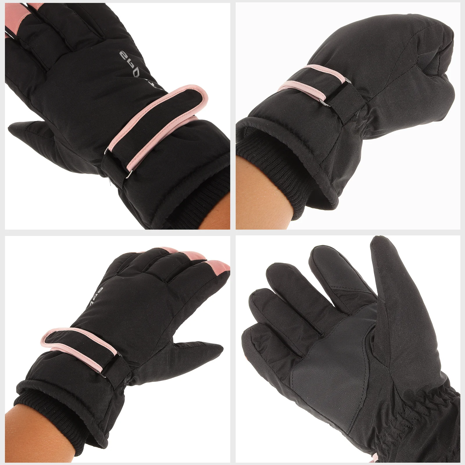 

2pcs Black One Size Thick Warm Winter Ski Gloves Waterproof Windproof Touchscreen Cycling Mountaineering Outdoor Sports Gloves