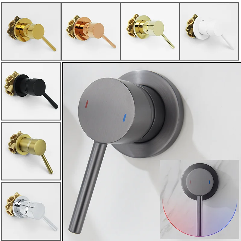 

Black/Gold Chrome round Solid Brass Concealed Single Function Mixer Water Tap for Bathroom Shower Splitter Valve