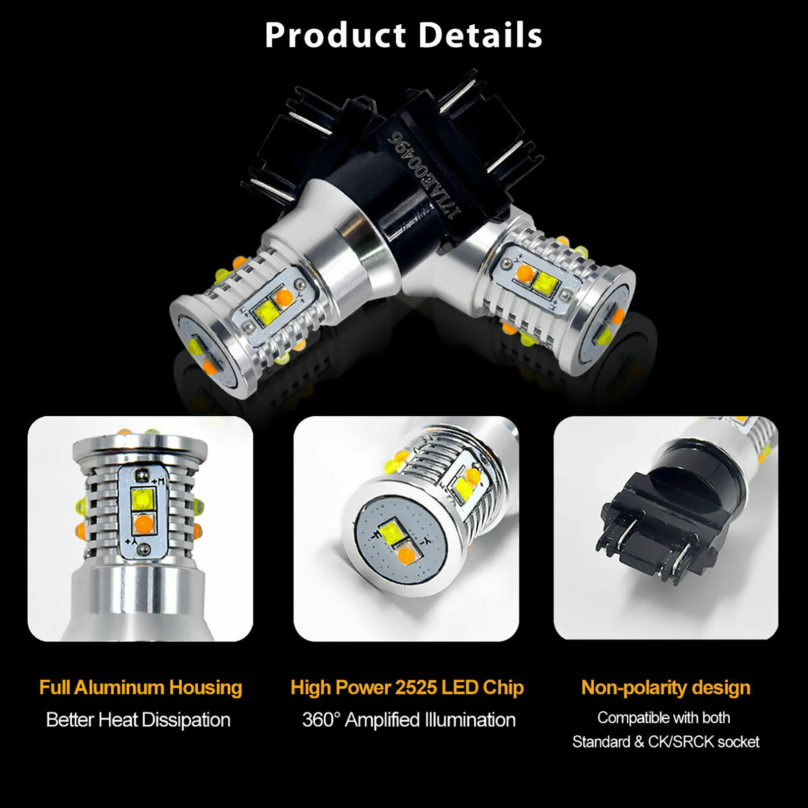 2Pcs LED Turn Signal Lights Switchback 3157 Dual Color White Amber LED Bulbs Car Accessory For Chevrolet Silverado 1500 L3157ALL