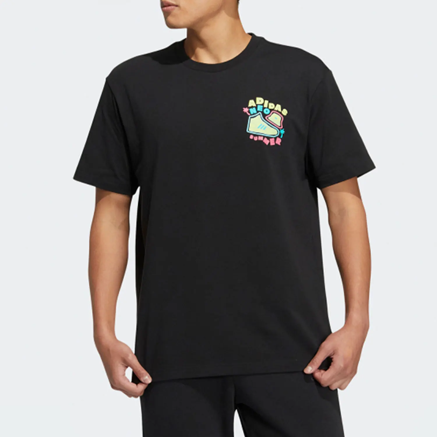 

Официальная оригинальная летняя футболка Adidas Neo для мужчин и женщин с круглым вырезом и короткими рукавами HS8852