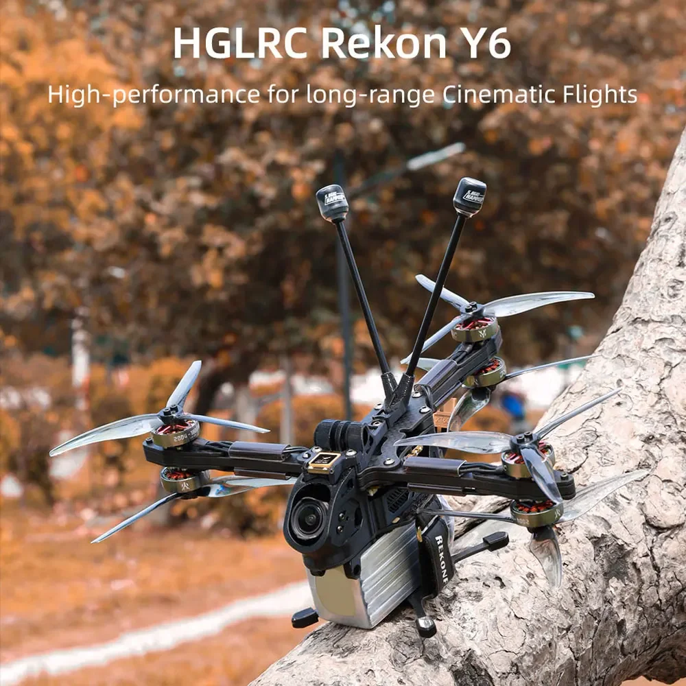 

HGLRC Rekon Y6 5-дюймовый FPV дальний аналоговый дрон/комплект лунного света/версия O3 SPECTER F722 40A 2004 1800KV 6S