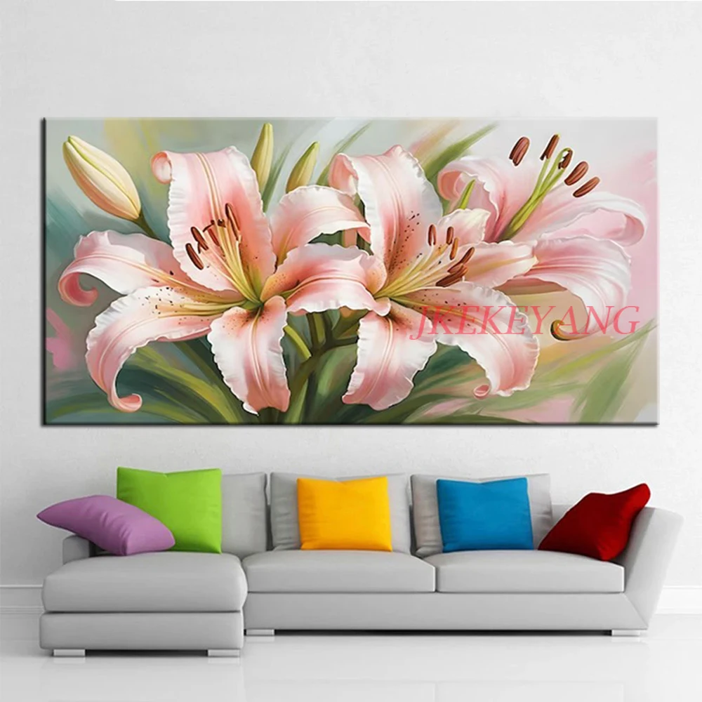 DIY Diamond Painting Cross Stitch Kit Pink Lily Flower Picture Full Square Diamond Mosaic New Collection 2024 Home Decor Gift