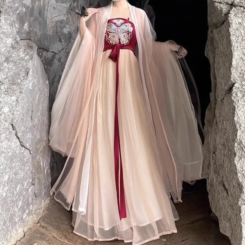 Tang Dynasty Hanfu women's chest-length skirt restored balsam skirt big-sleeved shirt Chinese style super fairy ancient dress