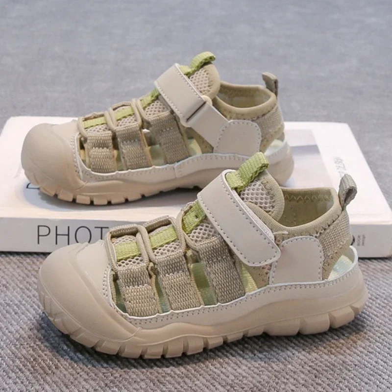 

2025 Summer New Children's Sandals Anti Slip Soft Bottom Kid Beach Shoes Mesh Breathable Anti Kick Boys' And Girls' Sports Shoes