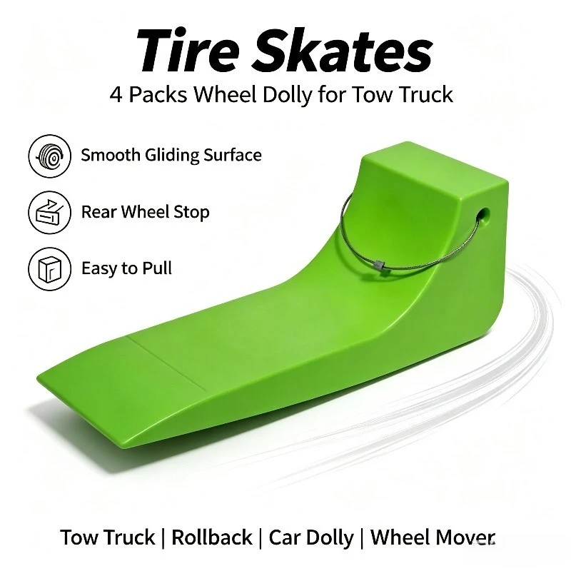 4Pcs Tire Skates for Tow Truck Roller Wheel Skate Recovery Dolly Roll Bracket for Road Wrecker Trailer Vehicle Repair