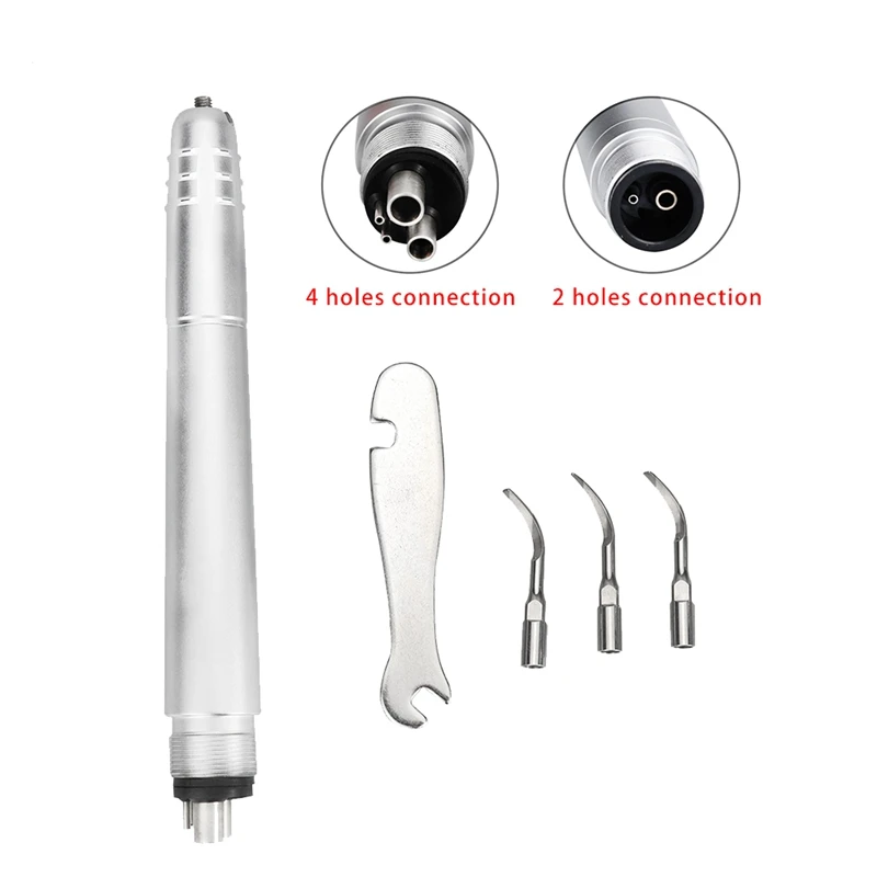 1 Set Handpiece Scaler Udara Ultrasonik 3 Tips Pembersih Pemutih Gigi 4 Lubang